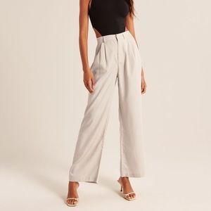 Black Abercrombie linen wide leg pants (effortless pants dupe)